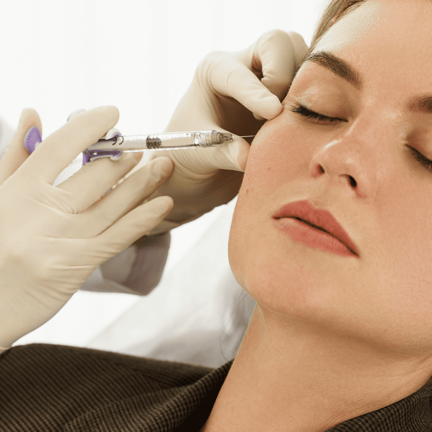 Woman undergoing PDO thread lift procedure for facial rejuvenation.